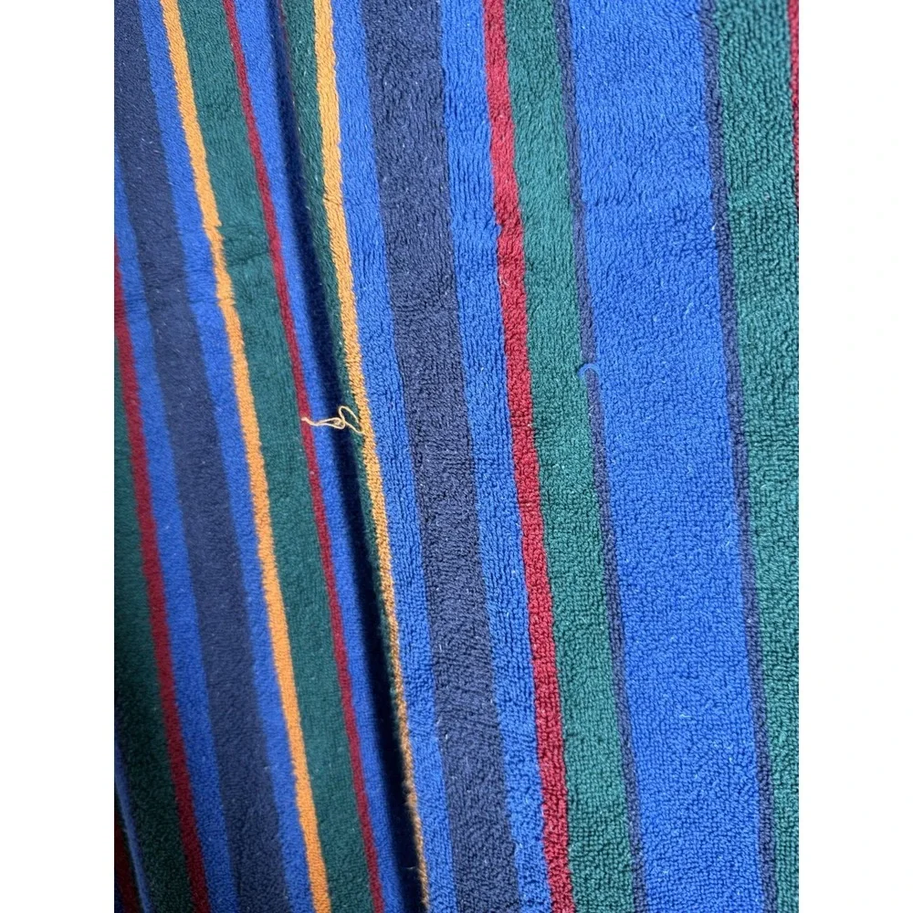 Vintage Retro 90s Beach Towel Golf Balls & Tees Plush Stripes Blue Green Yellow